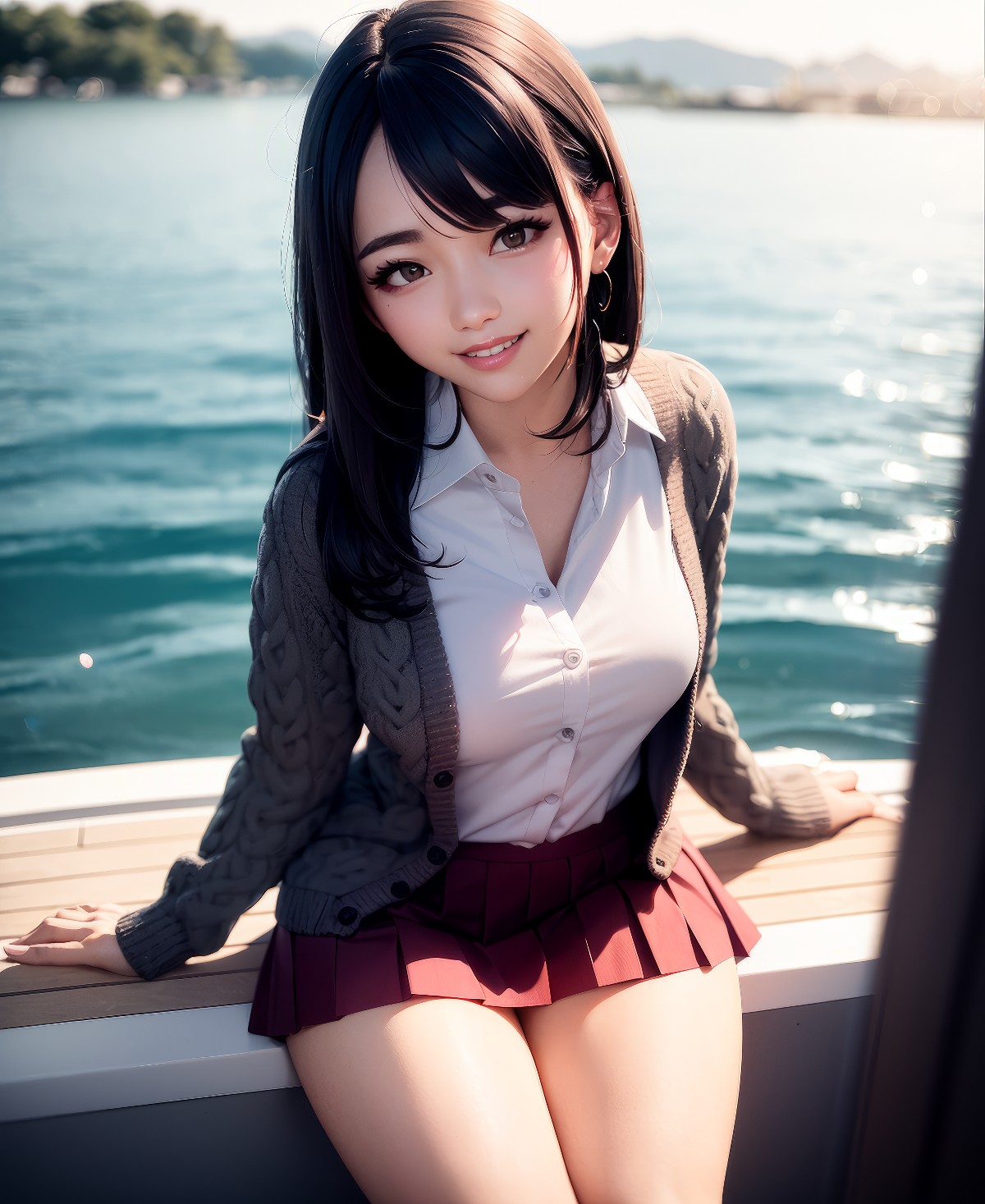 湖畔美少女的惬意时光