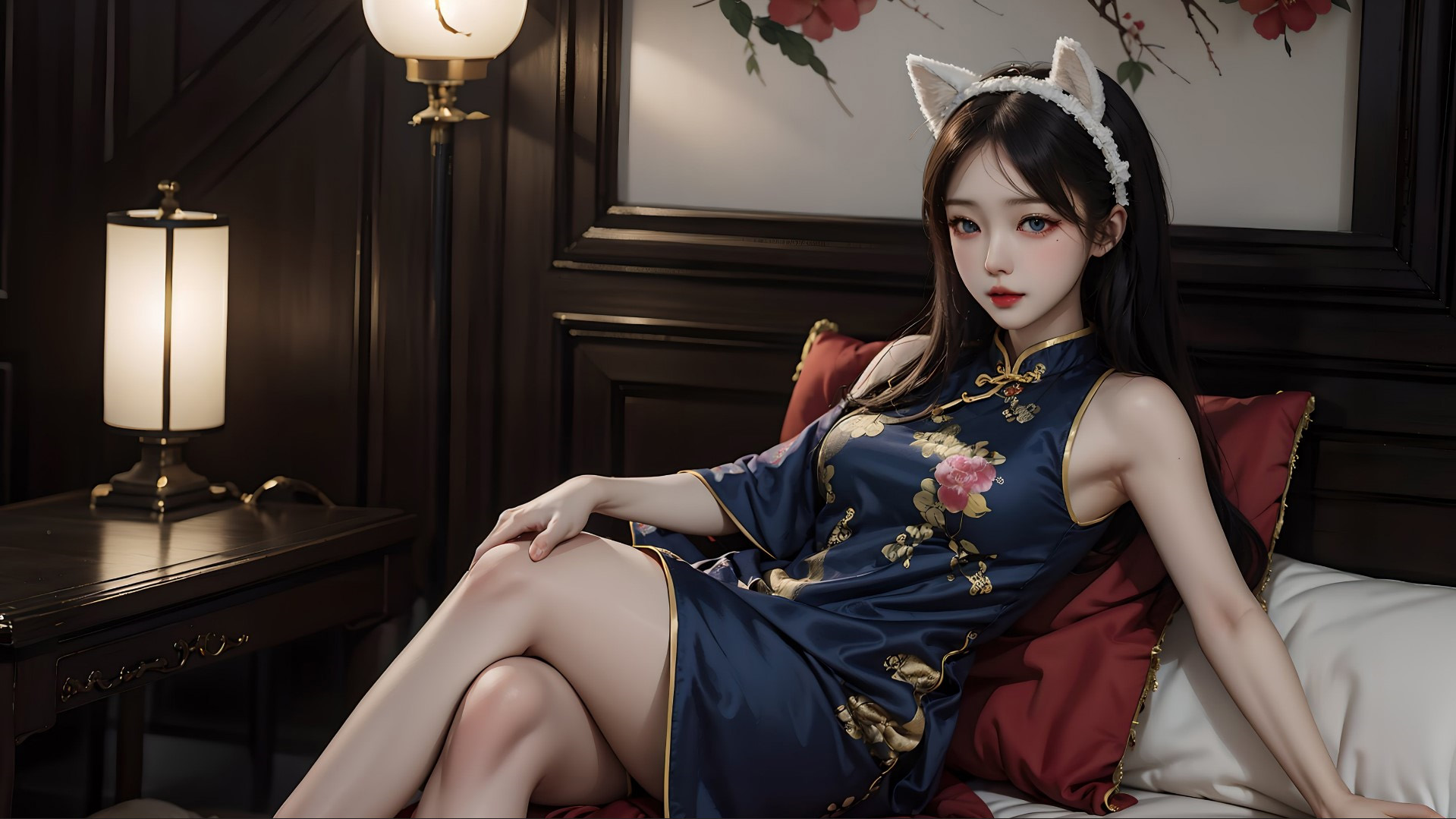 旗袍少女的优雅姿态