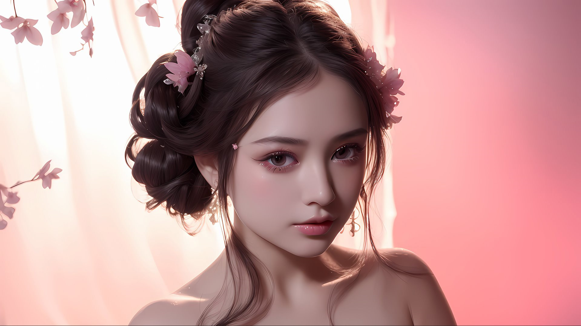 古风佳人，花饰绝美容颜