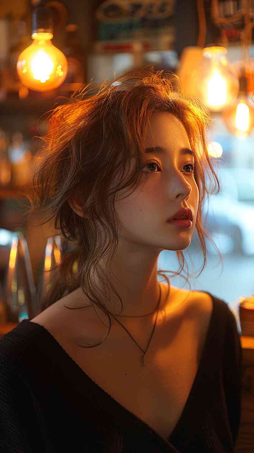 光影下的唯美少女侧颜